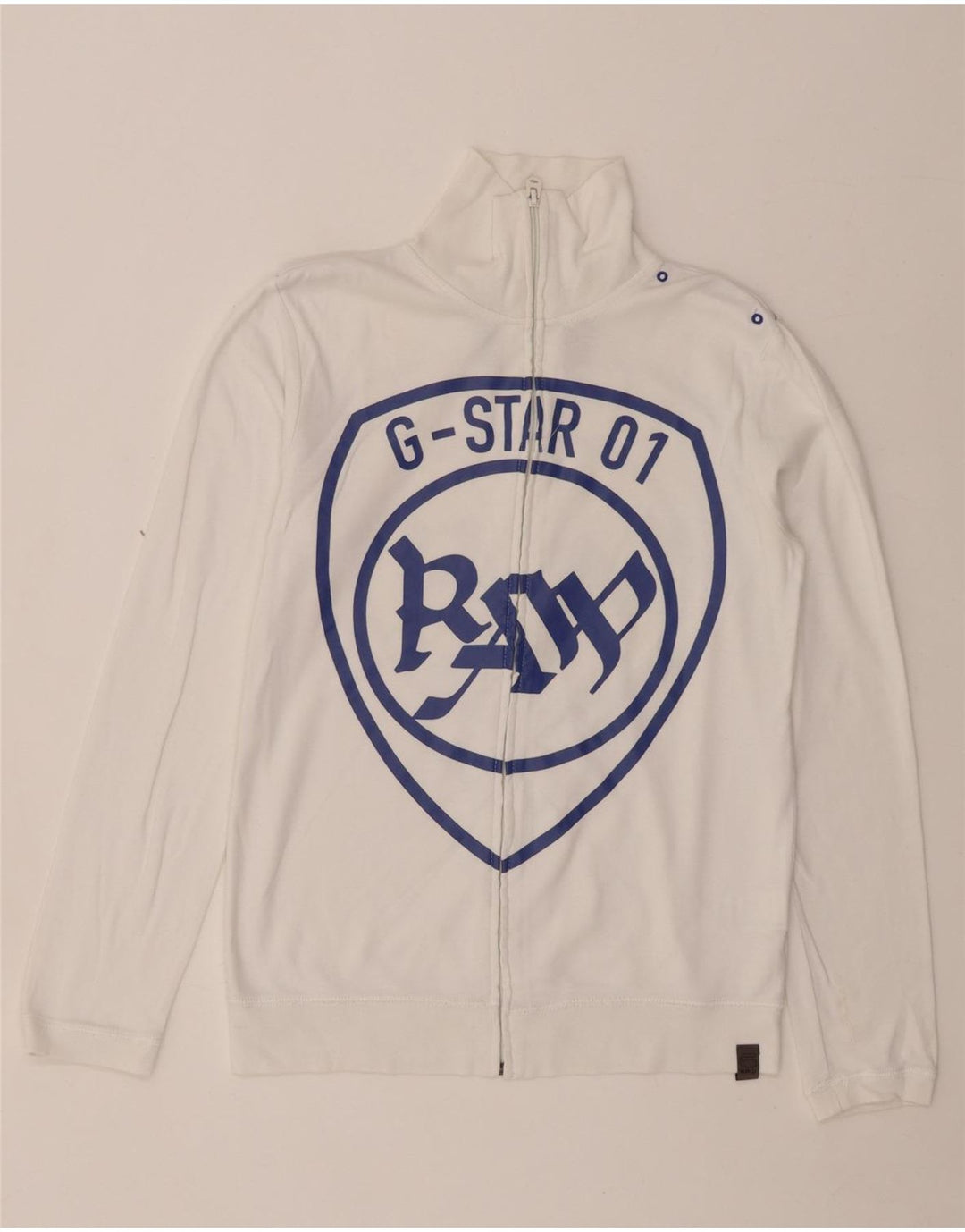 G-STAR Chaqueta superior de chándal con gráfico para mujer UK 10 Small White Cotton