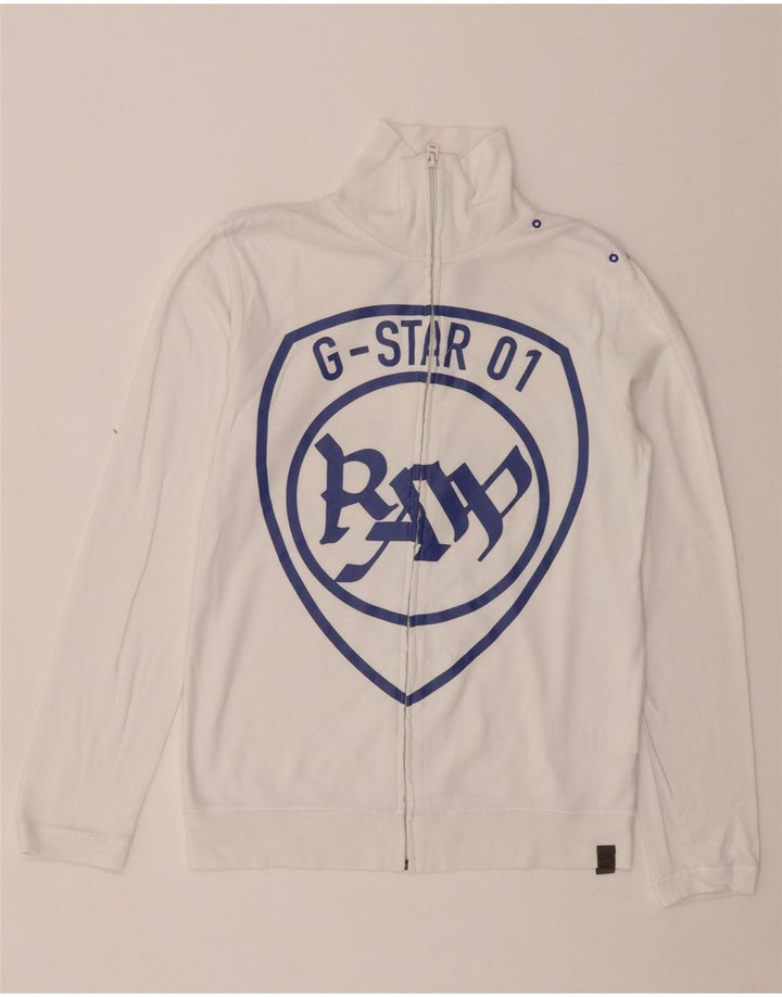 G-STAR Chaqueta superior de chándal con gráfico para mujer UK 10 Small White Cotton