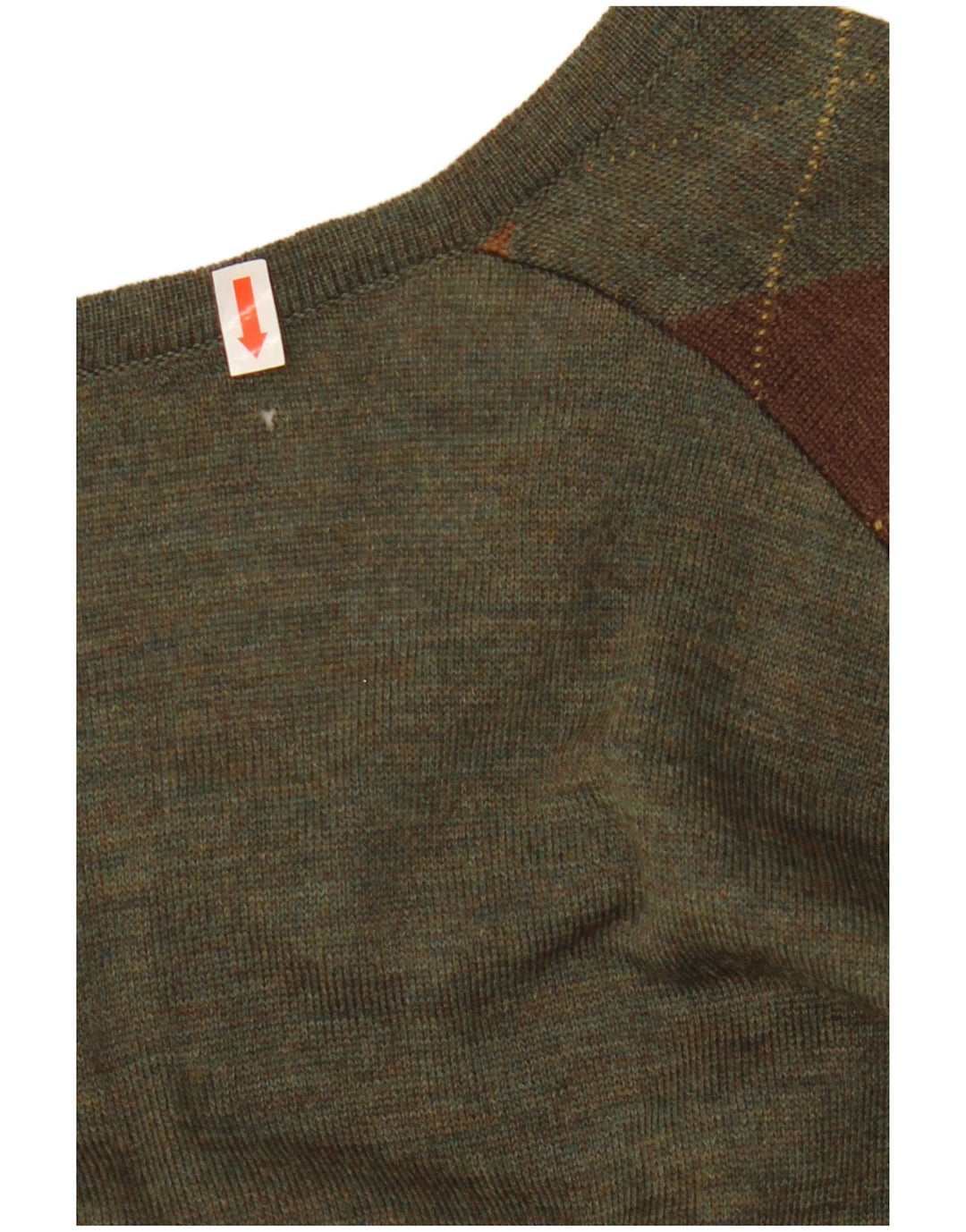 NOVELLI Jersey con cuello en V para hombre IT 52 Large Khaki Argyle/Diamond Wool