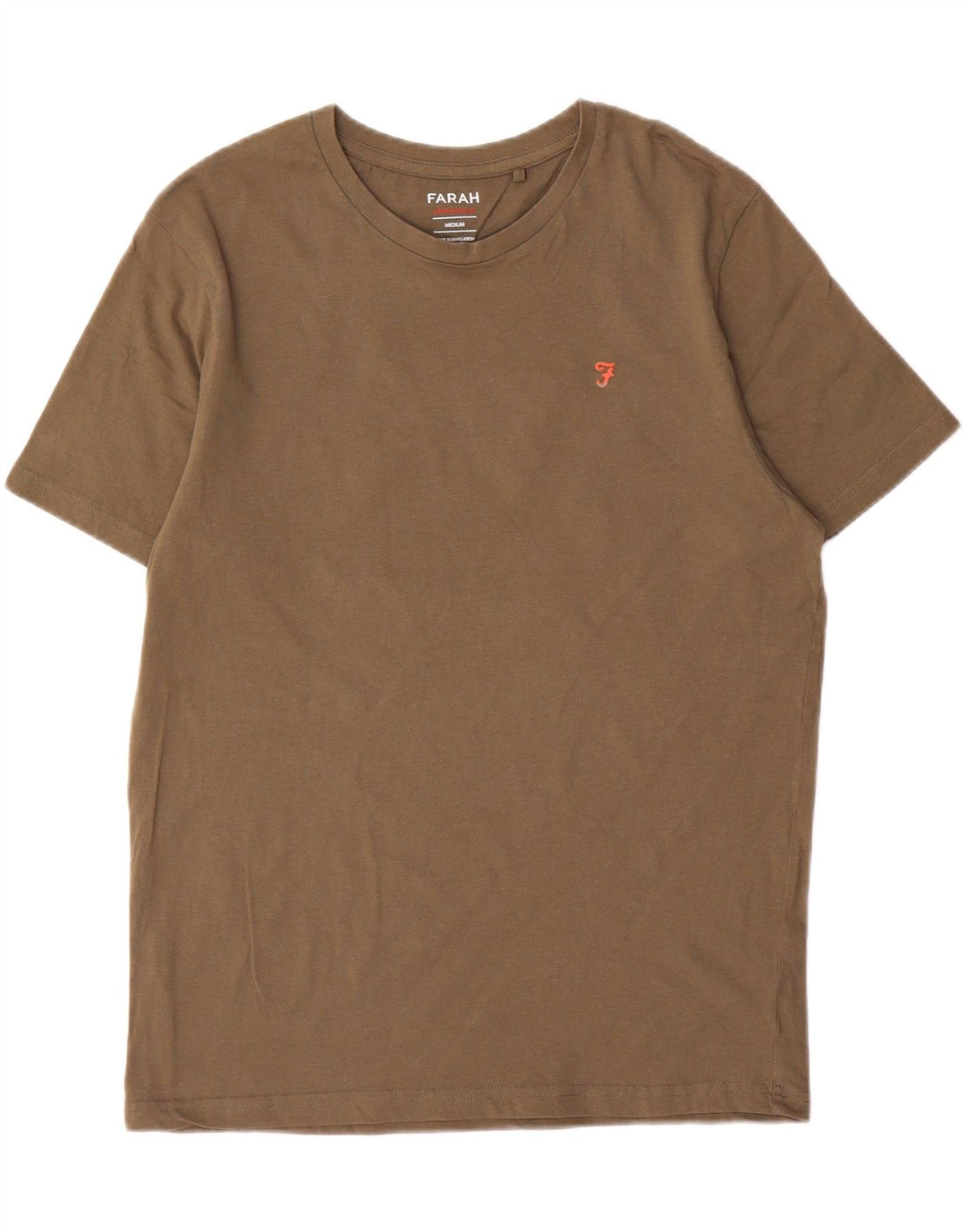Farah Hombre Camiseta Top Medium Khaki Algodón