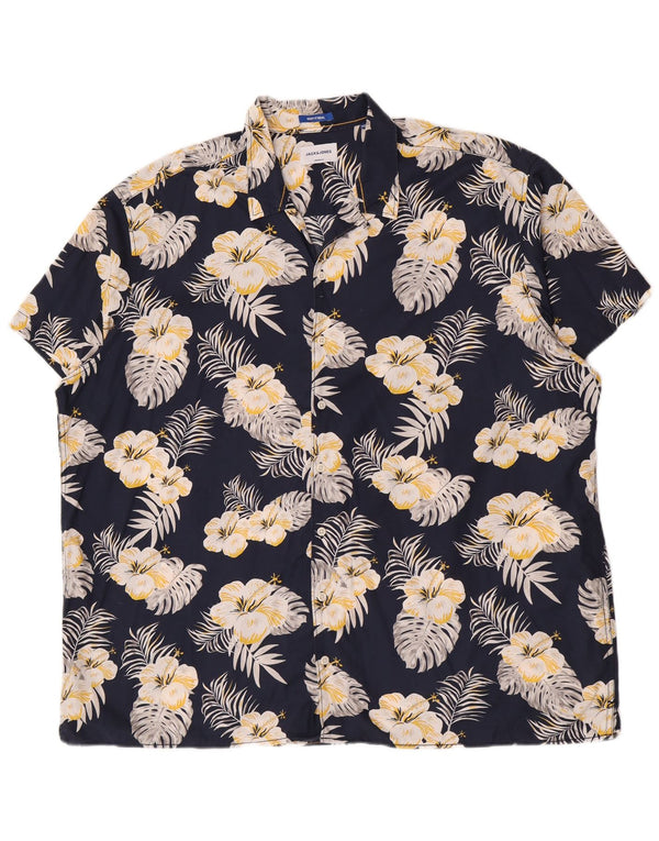 Jack & Jones Camisa De Manga Corta Para Hombre 3XL Azul Marino Floral Algodón