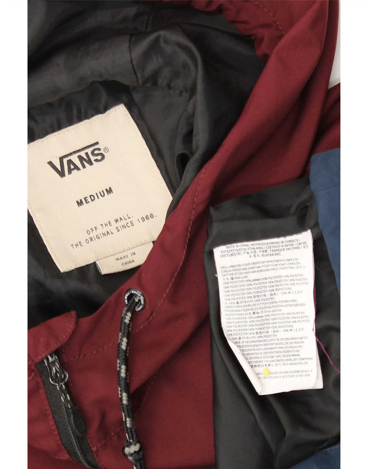 Vans Chaqueta impermeable con capucha para hombre, talla 38, color burdeos mediano