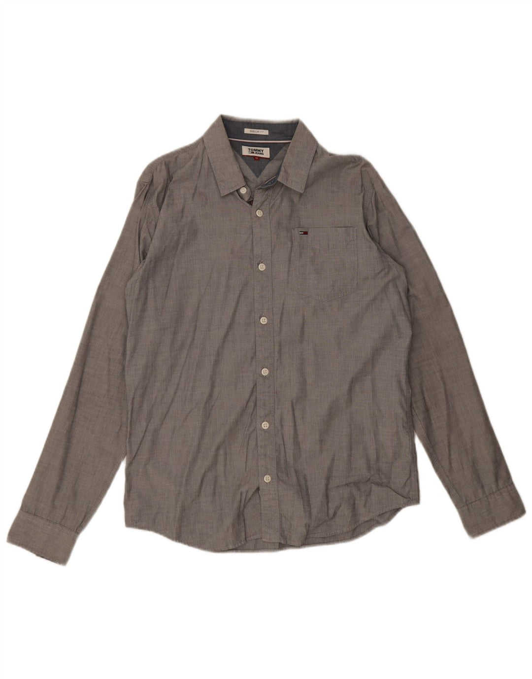 Camisa Tommy Hilfiger Hombre Regular Fit Algodón Gris Medio