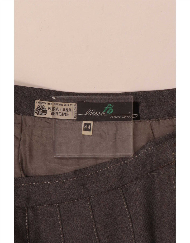 Falda plisada vintage para mujer IT 44 Mediana W28 Lana gris