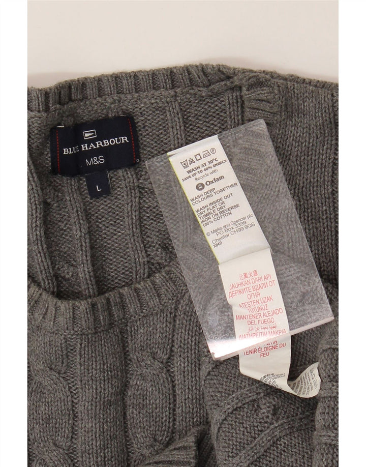 Marks & Spencer Jersey de cuello redondo azul Harbor para hombre, talla grande, gris