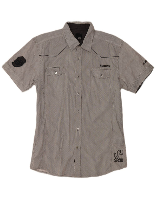 Jack & Jones Camisa estampada de manga corta para hombre de algodón gris con rayas diplomáticas