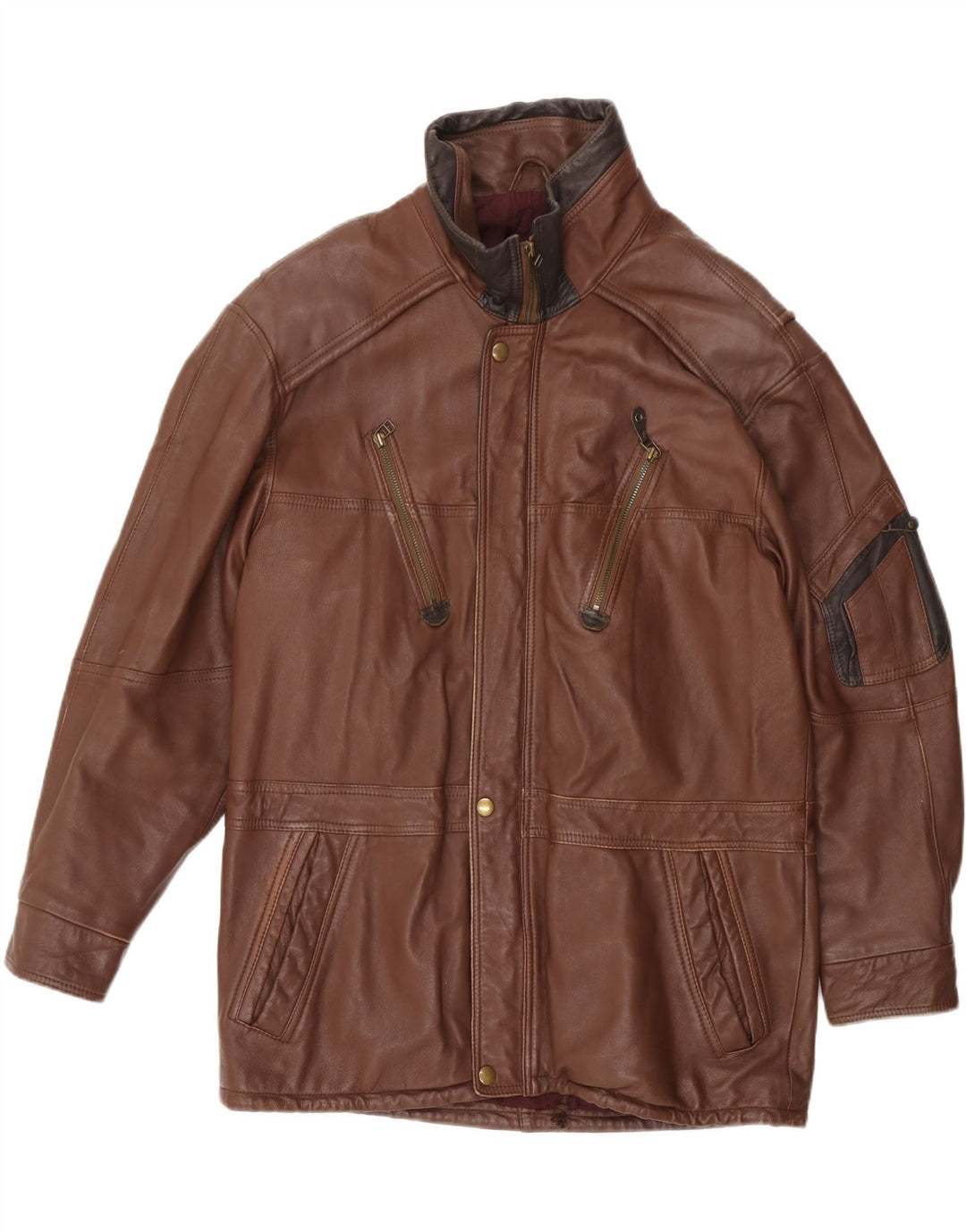 VINTAGE Chaqueta de cuero para hombre IT 50 Cuero marrón grande