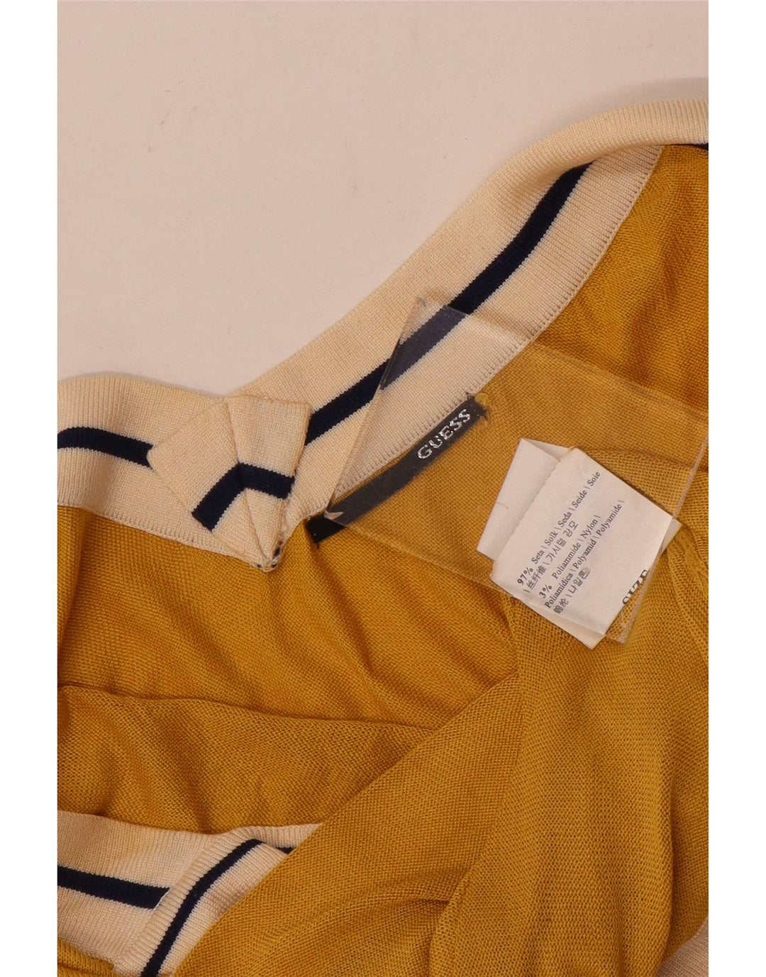 Guess Top Halter Gráfico Para Mujer UK 42 Seda Color Block Amarillo Medio