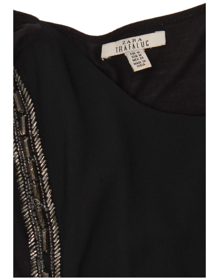 Zara Mujer Blusa Sin Mangas Top UK 42 Medium Negro