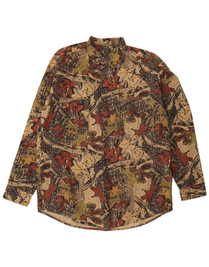 Camisa de caza vintage para hombre camuflaje multicolor grande