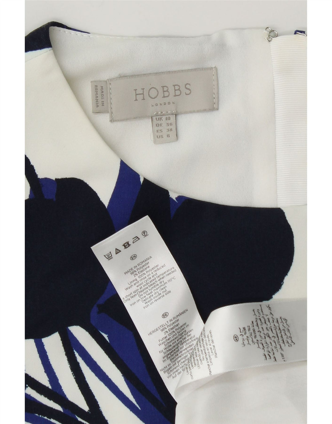 Hobbs Vestido tubo para mujer UK 10 Pequeño poliéster floral blanco