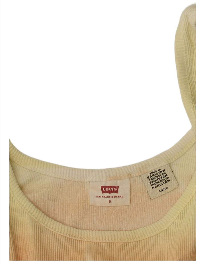 LEVI'S Top corto sin mangas para mujer UK 8 Small Yellow Stripes