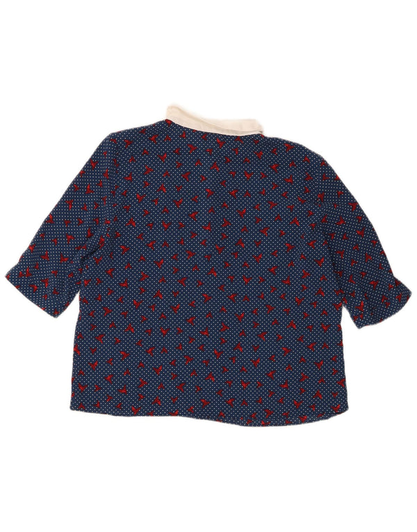 Zara Mujer Trafaluc Blusa Top UK 44 Poliéster con lunares azul medio