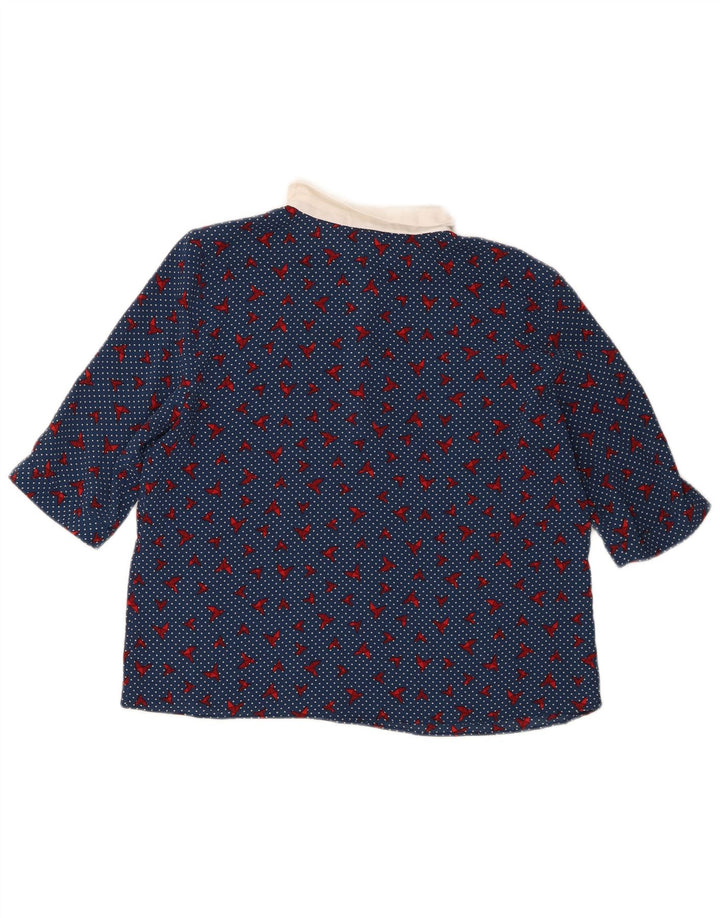 Zara Mujer Trafaluc Blusa Top UK 44 Poliéster con lunares azul medio