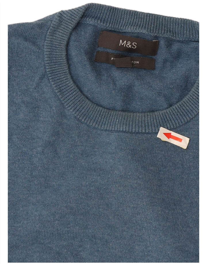 Marks & Spencer Jersey de cuello redondo para hombre de algodón azul medio