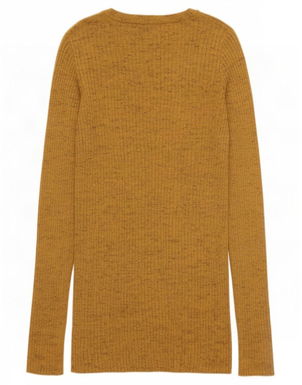 Zara Mujer Vestido Jersey De Manga Larga UK 42 Medio Amarillo Moteado