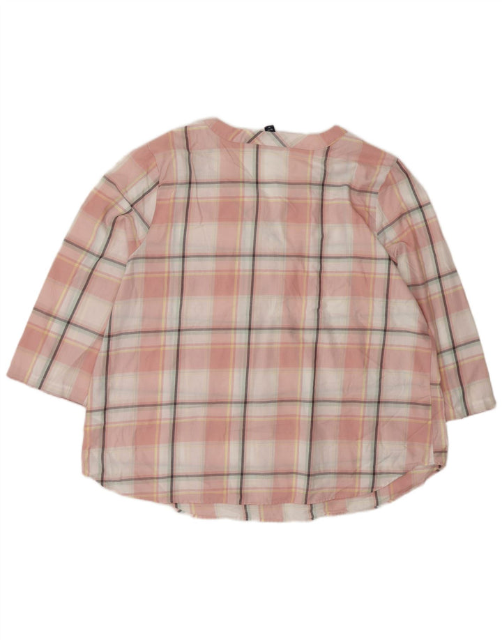Izod Blusa de manga 3/4 de gran tamaño para mujer UK 40 XL Pink Check
