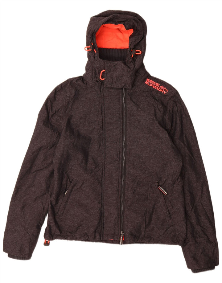 SUPERDRY Chaqueta cortavientos con capucha para mujer, talla 40, color negro