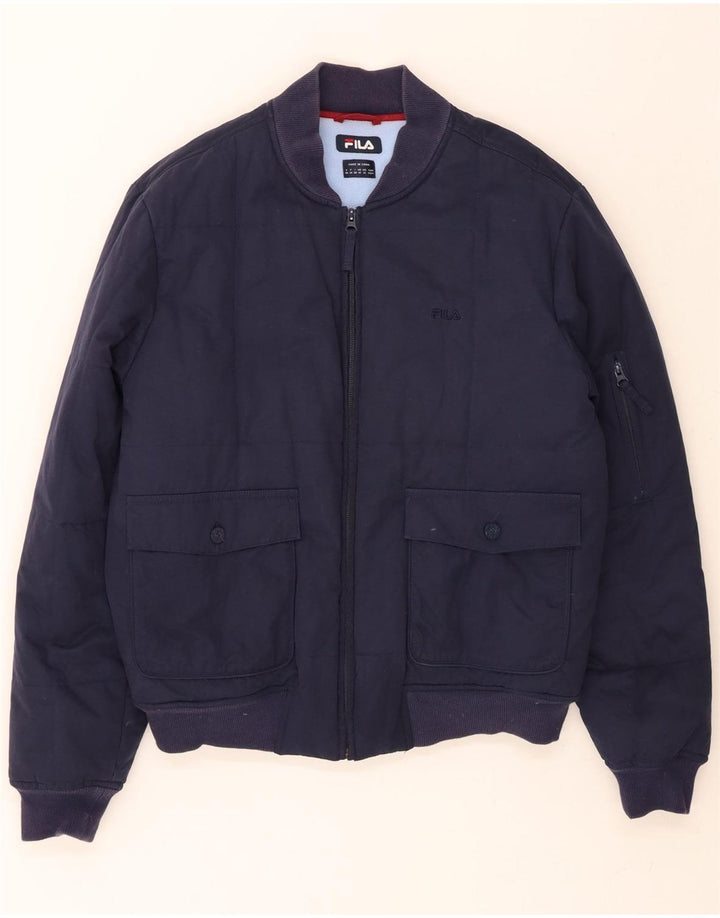 FILA Mens Bomber Padded Jacket UK 38 Medium Navy Blue Cotton Vintage Fila and Second-Hand Fila from Messina Hembry 