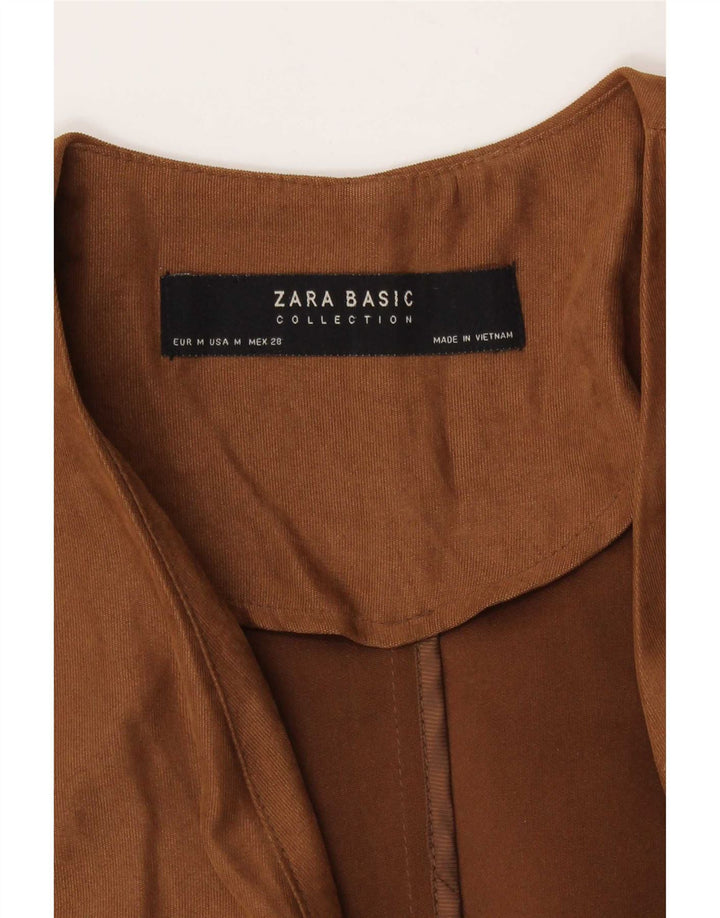 Zara Mujer Cárdigan De Manga 3/4 Top UK 44 Marrón Medio