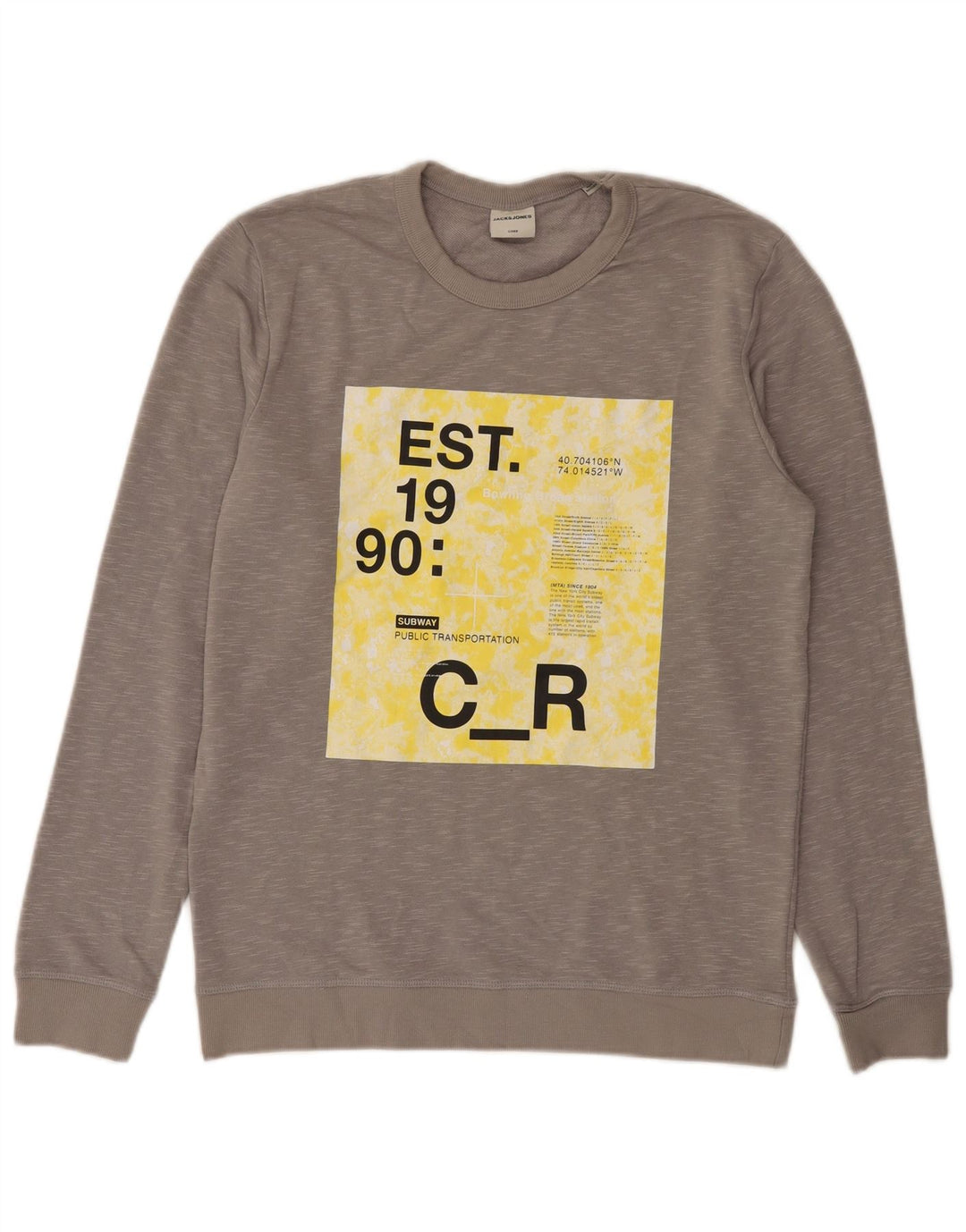 Jack & Jones Hombre Sudadera Gráfica Jumper Gris Medio Moteado