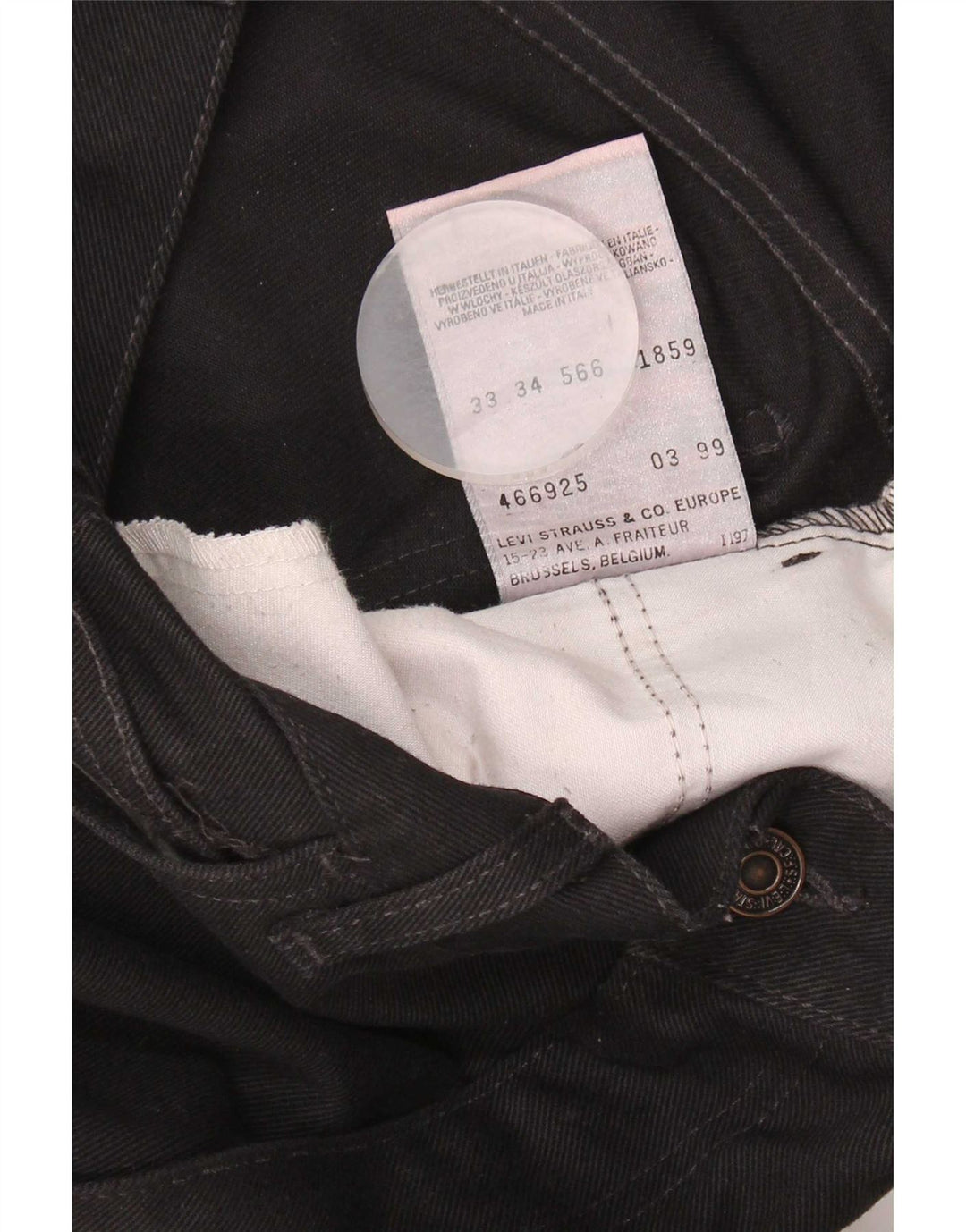 Vaqueros rectos Levi's para hombre W33 L29 Algodón negro