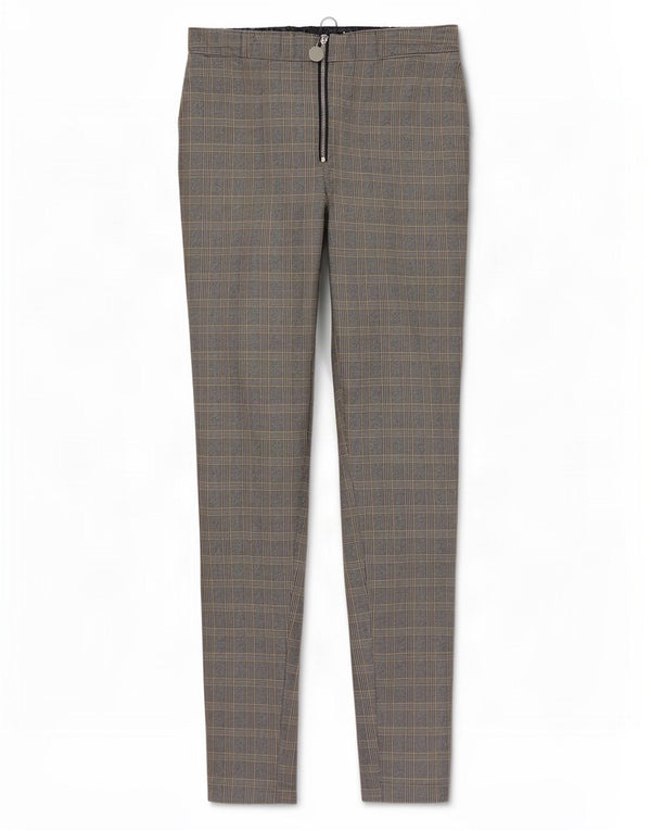 Zara Mujer Pantalones Casuales Slim Small W26 L26 Viscosa A Cuadros Gris