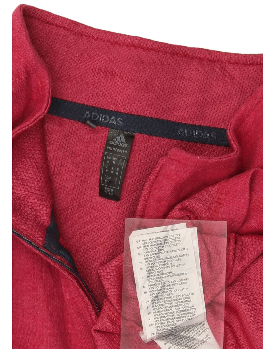 ADIDAS Hombre Zip Neck Jersey Chándal Top Algodón Rosa Medio