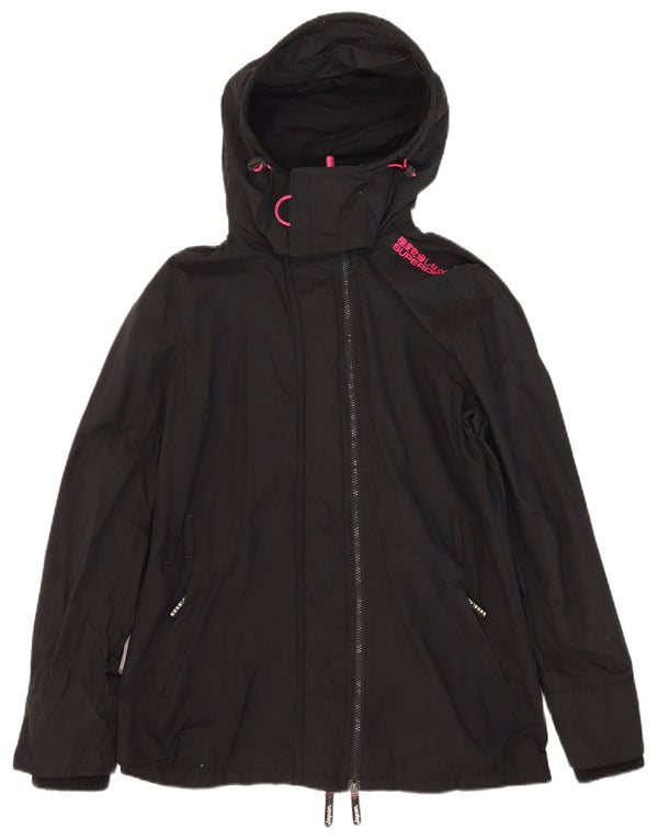 Superdry Mujer Windmac Chaqueta Cortavientos Con Capucha UK 46 Large Nylon Negro