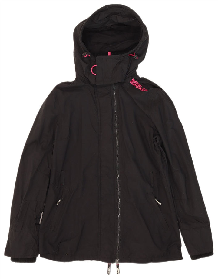 Superdry Mujer Windmac Chaqueta Cortavientos Con Capucha UK 46 Large Nylon Negro