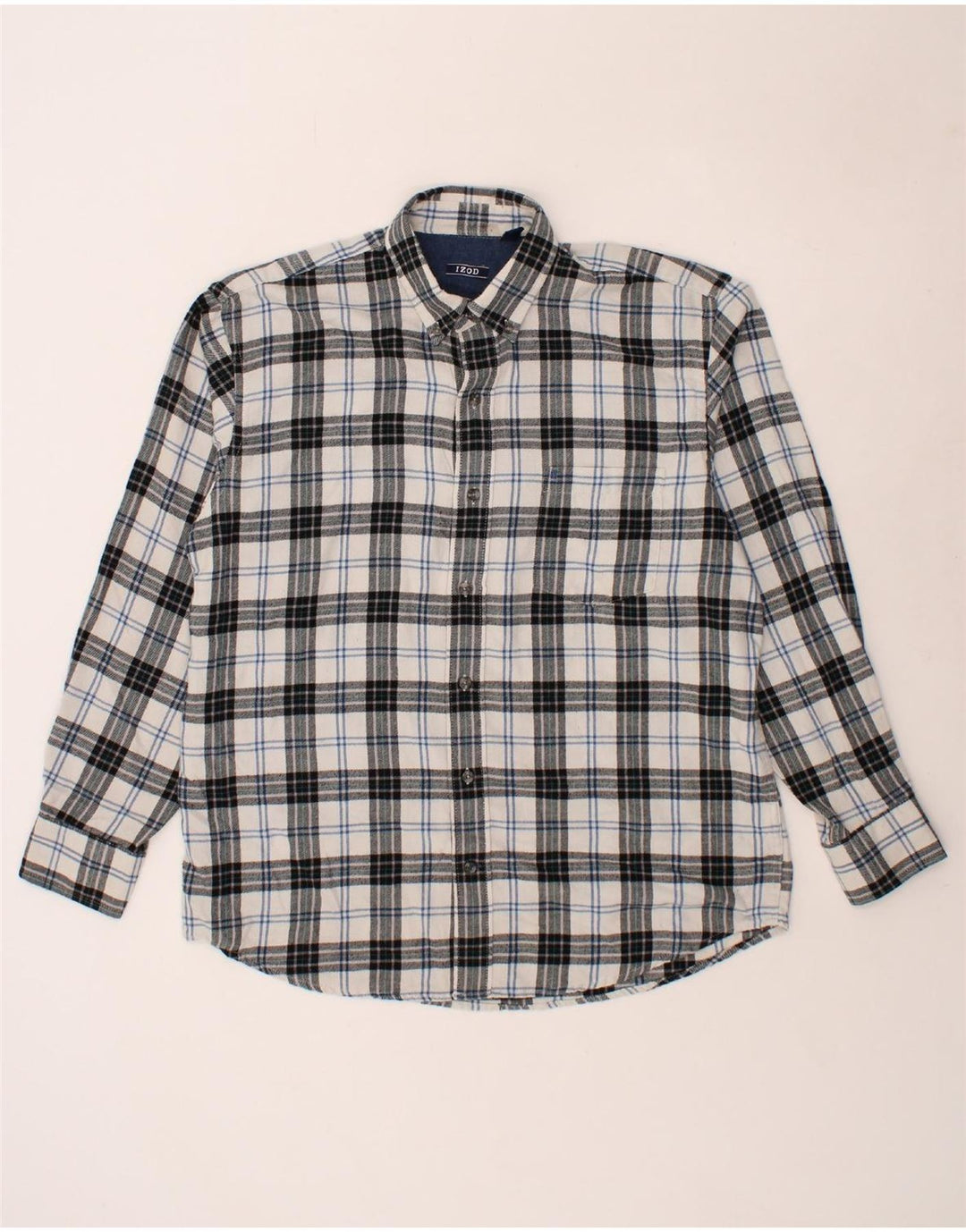 IZOD Mens Flannel Shirt Large Grey Check Cotton Vintage Izod and Second-Hand Izod from Messina Hembry 