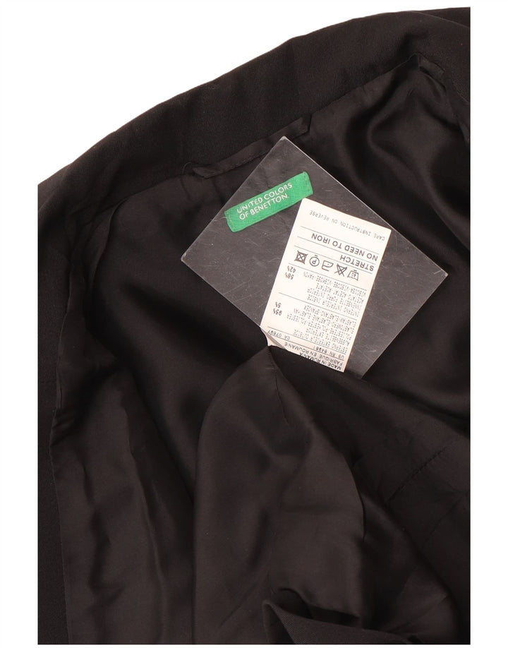 BENETTON Chaqueta tipo blazer de 3 botones para mujer IT 44 Poliéster negro mediano
