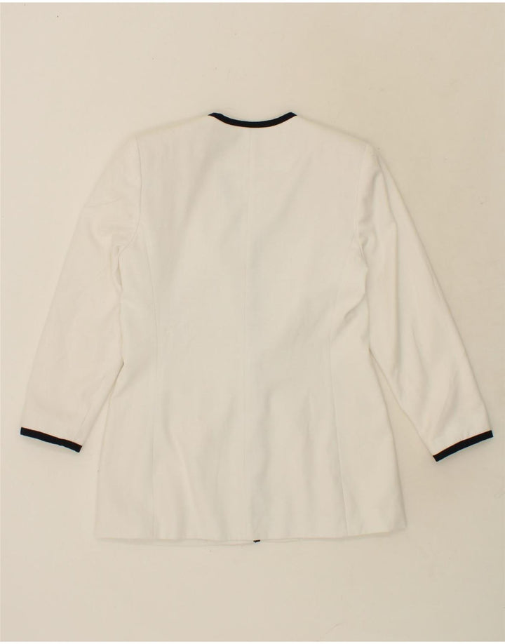 VINTAGE Womens 1 Button 3/4 Sleeve Blazer Jacket UK 8 Small White Vintage Vintage and Second-Hand Vintage from Messina Hembry 