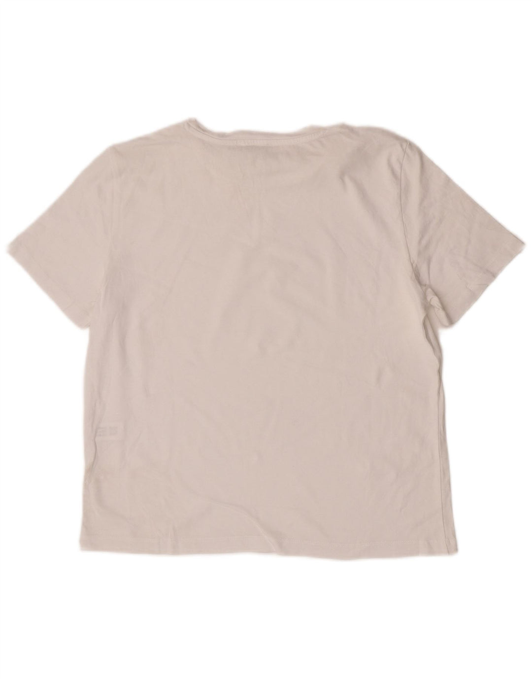 Zara Mujer Camiseta Top UK 44 Medio Blanco Algodón