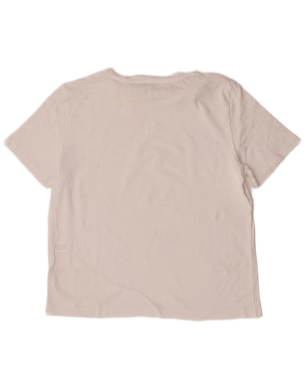 Zara Mujer Camiseta Top UK 44 Medio Blanco Algodón
