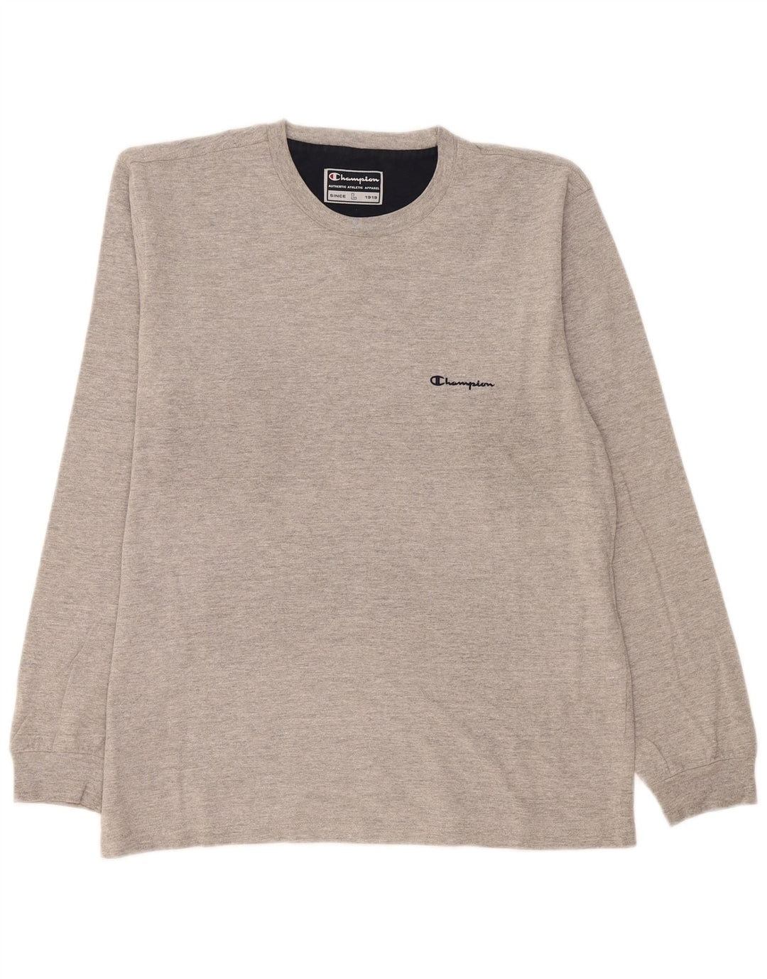 Champion Camiseta de manga larga para hombre de algodón moteado gris grande