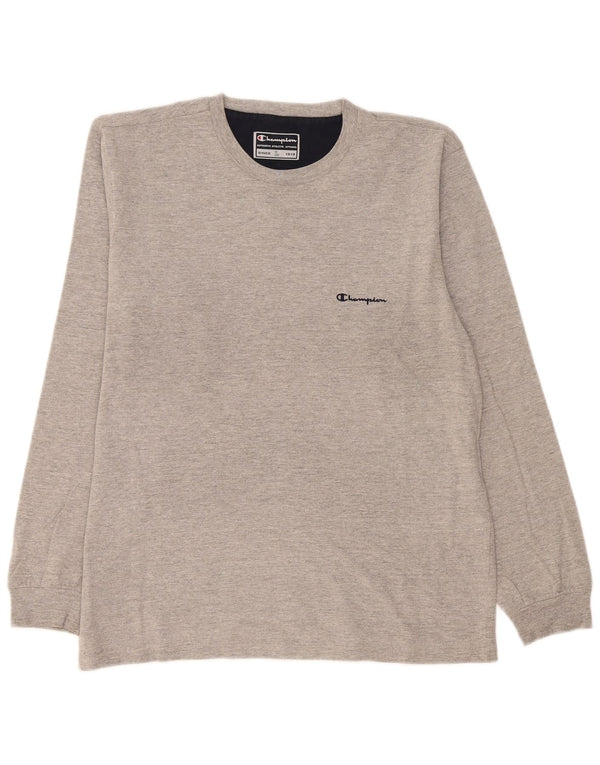 Champion Camiseta de manga larga para hombre de algodón moteado gris grande