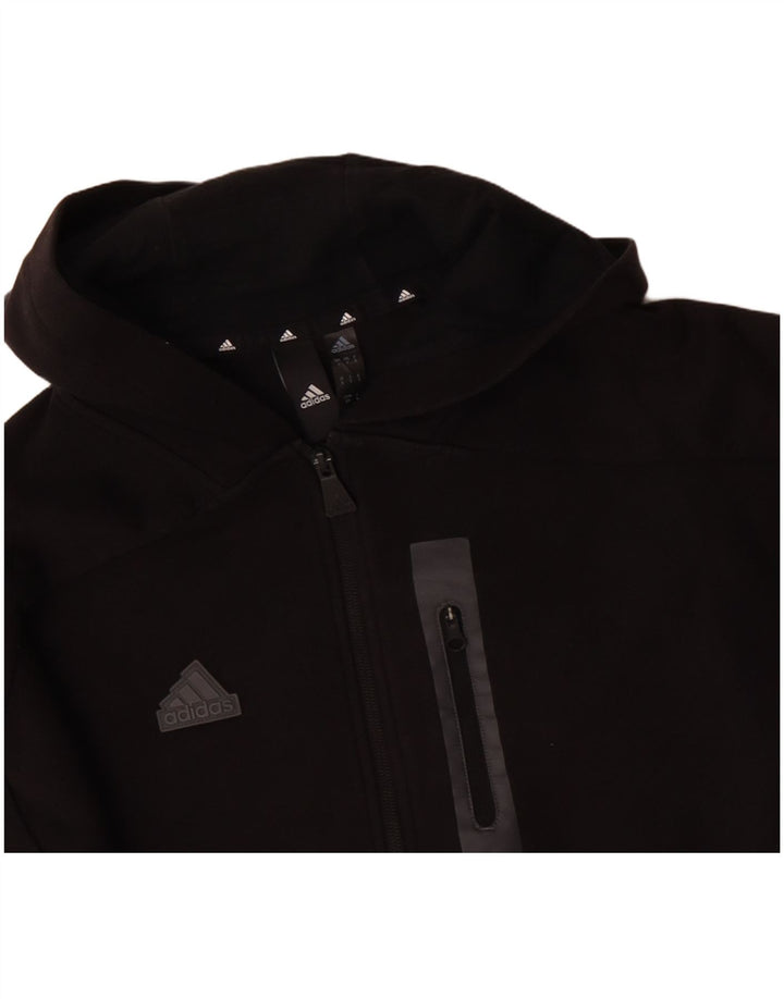 ADIDAS Sudadera con capucha y cremallera para hombre, talla pequeña, color negro