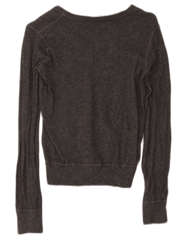 Armani Jeans Jersey corto con cuello en V para mujer UK 42 Viscosa gris medio