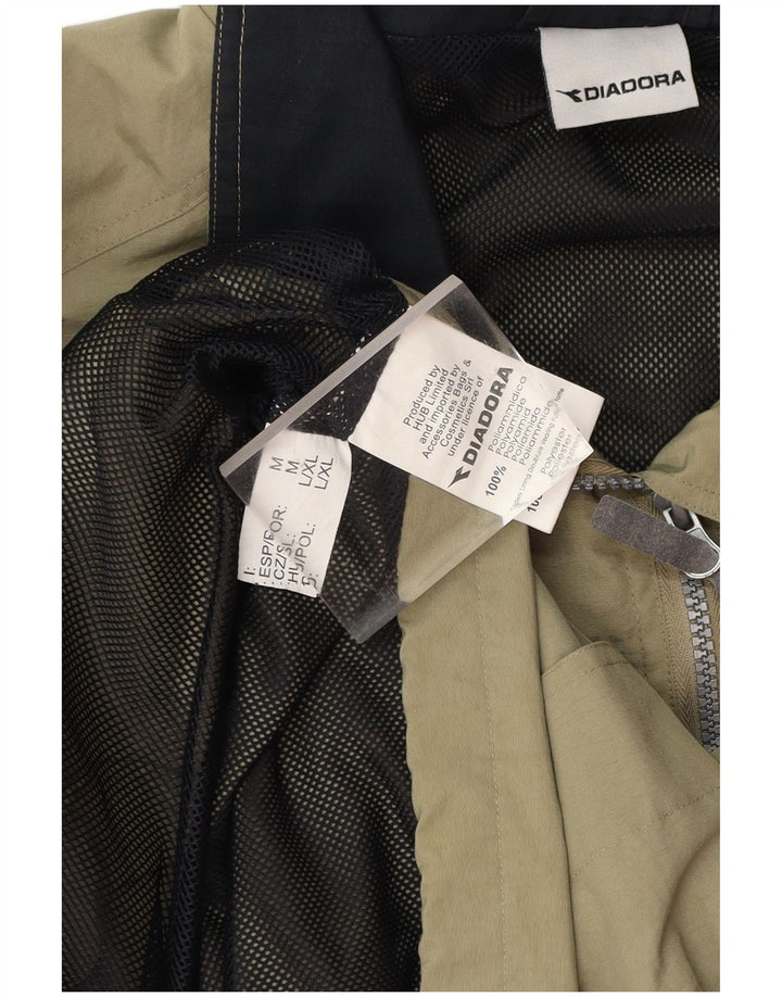 DIADORA Chubasquero holgado con capucha para hombre, talla 38, poliamida caqui mediana