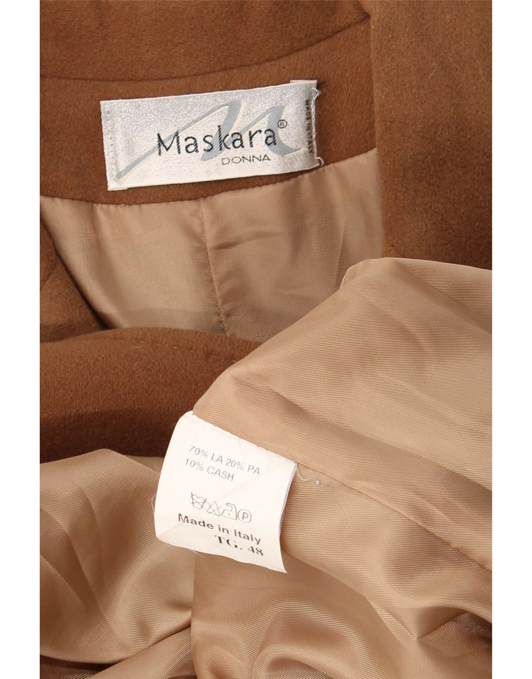 Abrigo vintage para mujer IT 48 XL Lana marrón