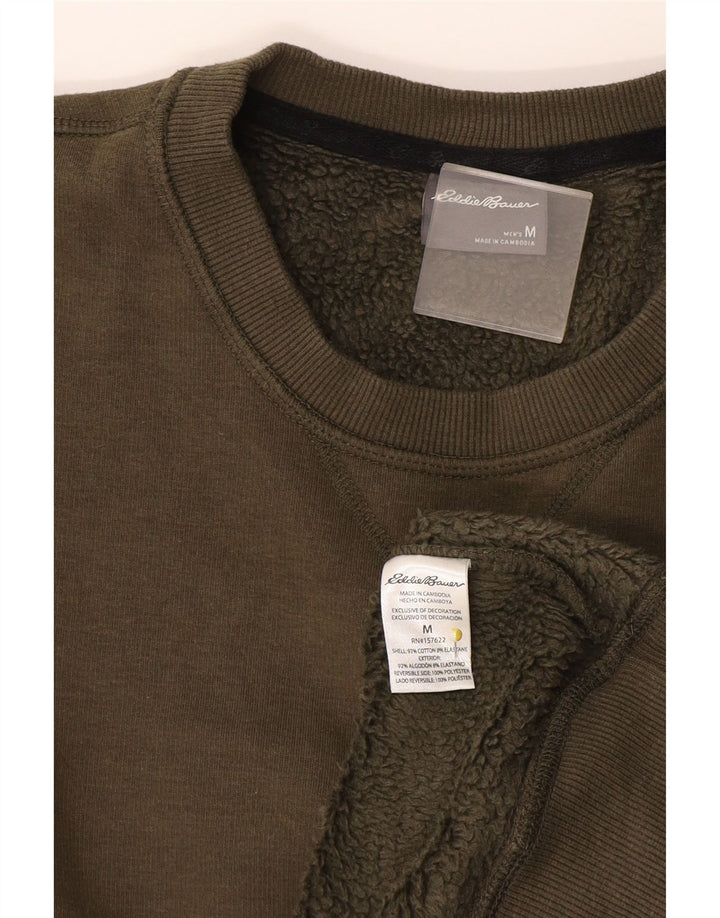 Eddie Bauer Hombre Sudadera Jumper Medium Caqui Algodón