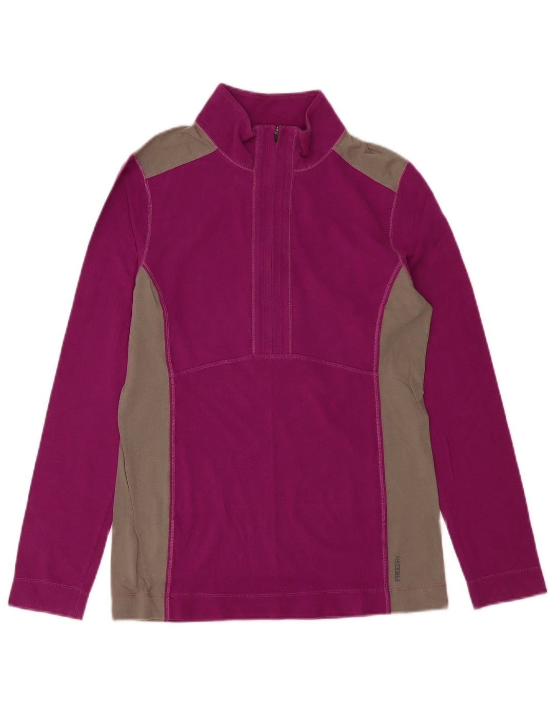 Eddie Bauer Top con cuello y cremallera para mujer, manga larga, UK 42, color morado medio