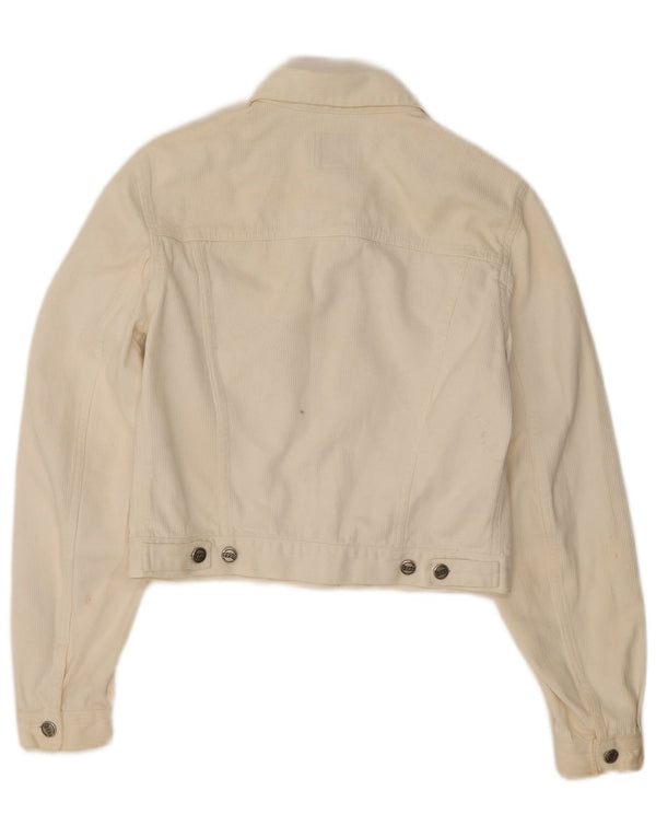 Chaqueta corta de pana para mujer Gas UK 46 Large Off White Cotton