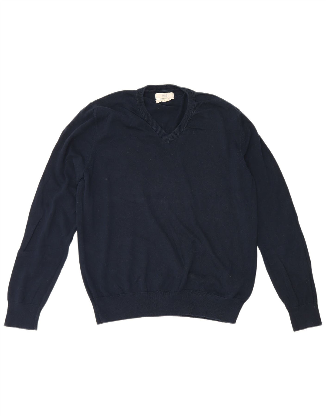 Marks & Spencer - Jersey con cuello en V para hombre, talla grande, algodón azul marino
