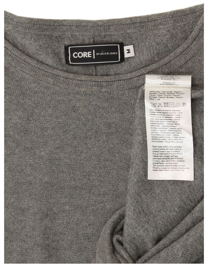 JACK & JONES Mens Core Boat Neck Jumper Sweater Medium Grey Cotton