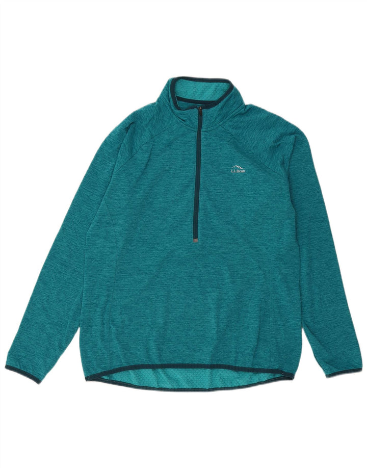 L.L.Bean Top de chándal con cuello y cremallera para mujer UK 46 Poliéster verde grande