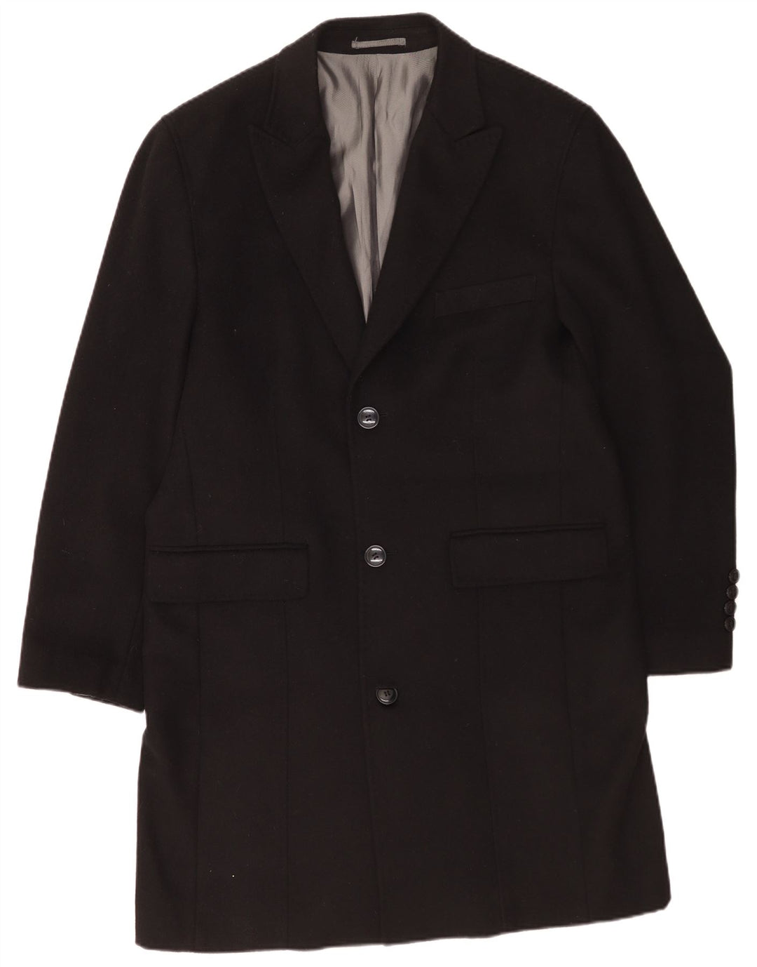 Pierre Cardin Abrigo de corte regular para hombre UK 42 XL Clásico de lana negra
