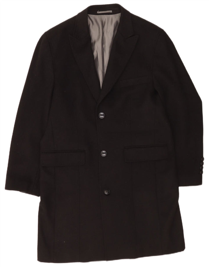 Pierre Cardin Abrigo de corte regular para hombre UK 42 XL Clásico de lana negra