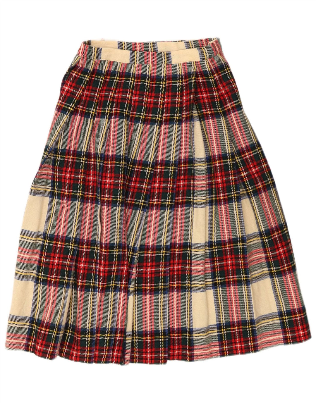 VINTAGE Falda cruzada para mujer W24 XS Lana a cuadros multicolor